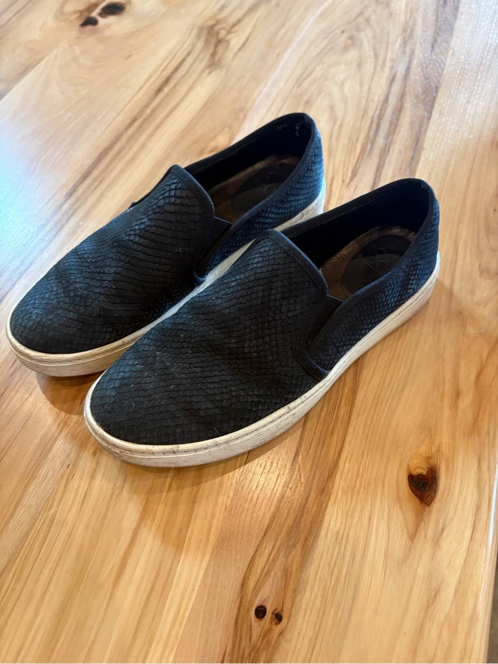 Sofft Black Slip-On Loafers with White Sole
